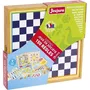 Jeujura Coffret de jeux classiques en bois avec 150 règles - Jeux de l'oie, petits chevaux, dames, solitaire, cartes, 40 pions bois, dés, pour 3 ans et plus