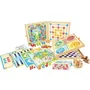Jeujura Coffret de jeux classiques en bois avec 150 règles - Jeux de l'oie, petits chevaux, dames, solitaire, cartes, 40 pions bois, dés, pour 3 ans et plus