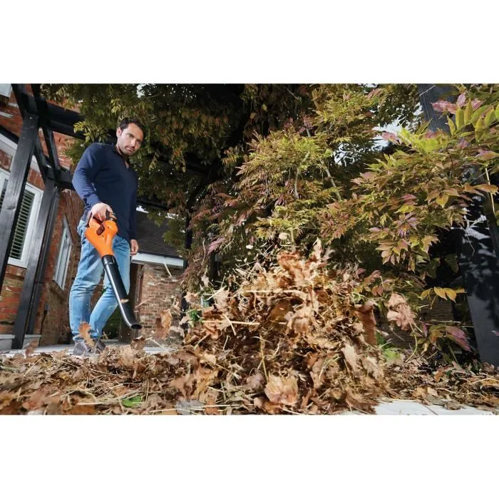 Souffleur de feuilles sans fil 18V BLACK+DECKER GWC1820PCB-XJ, débit d'air 209 km/h, léger 2 kg, outil motorisé pour jardin, sans batterie ni chargeur