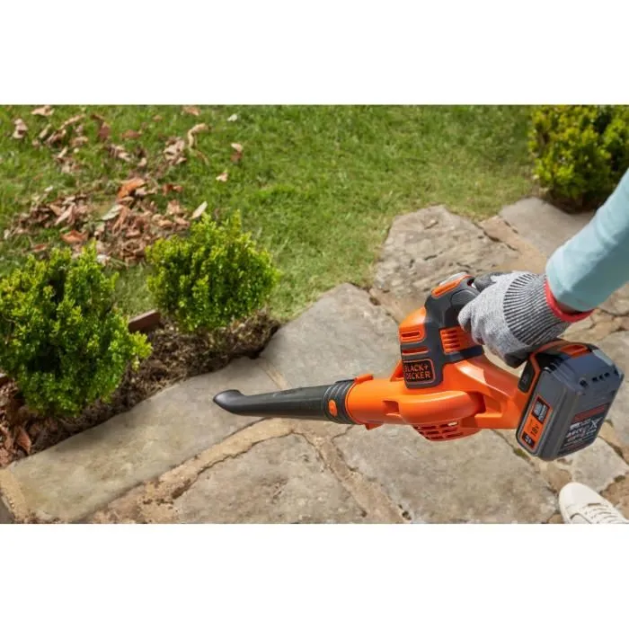 Souffleur de feuilles sans fil 18V BLACK+DECKER GWC1820PCB-XJ, débit d'air 209 km/h, léger 2 kg, outil motorisé pour jardin, sans batterie ni chargeur
