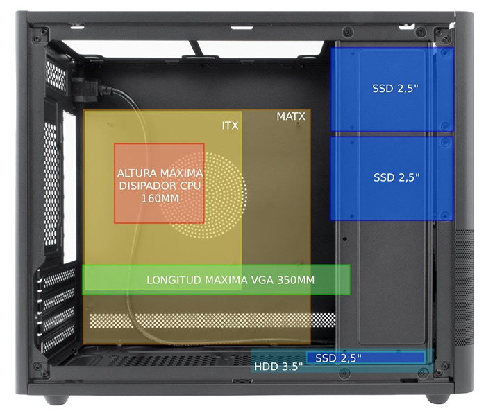 Coolbox MP2 Noir - Boîtier Midi Tower Mesh microATX/Mini-ITX
