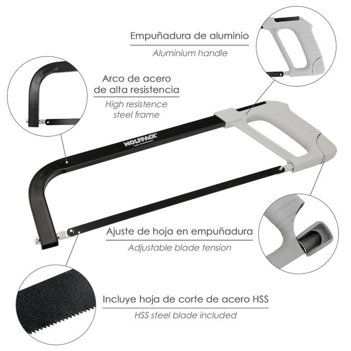 WOLFPACK LINEA PROFESIONAL Arco Sierra Acero Ajustable Plus
