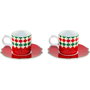 Bialetti Set de 2 tasses espresso avec soucoupes Tricolore