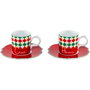 Bialetti Set de 2 tasses espresso avec soucoupes Tricolore