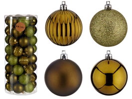 KRIST+ Set de 56 boules de Noël 6cm Vert Olive