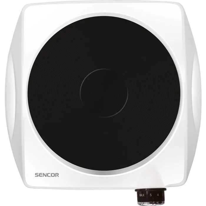 Sencor SCP 1503WH-EUE4 - Plaque de cuisson électrique 1500 W - Blanc et noir