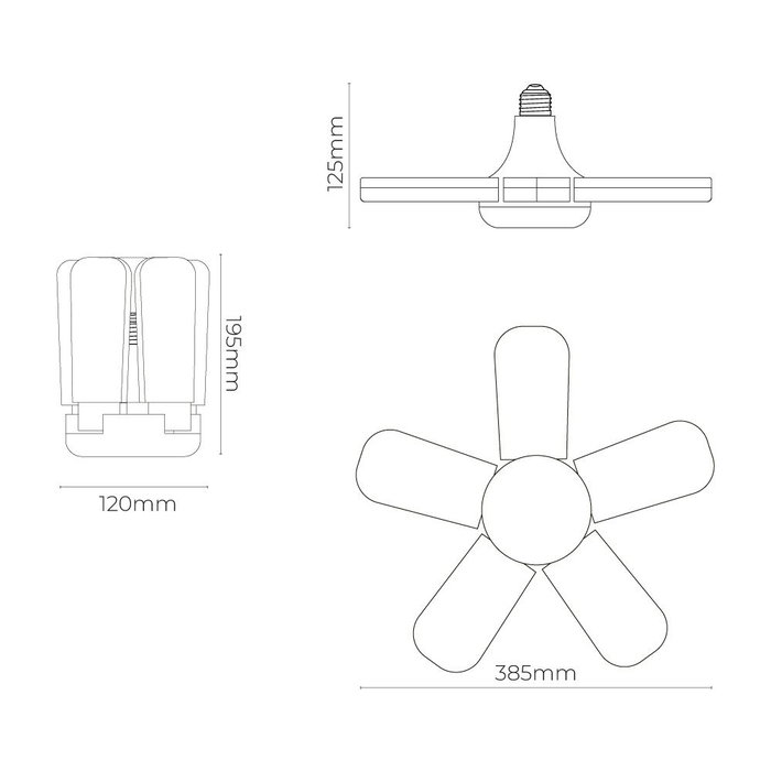 Edm Ampoule LED multidirectionnelle E27 45W 4265lm 6500K blanc froid IP20 144LED avec ailes pliables
