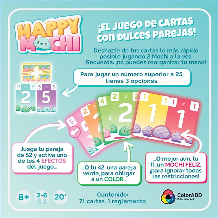 Asmodee ZYGHM0101ES Jeu de Cartes Happy Mochi - Version Espagnole - Famille et Amis - Dès 8 Ans - Partie de 20 Minutes