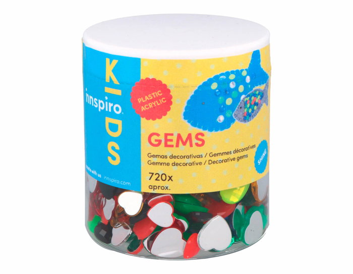 Innspiro Pot de Gemmes Acryliques en Forme de Cœur, Couleurs et Tailles Assorties, 720u. Innspiro Pot de Gemmes Acryliques en Forme de Cœur, Couleurs et Tailles Assorties, 720u.