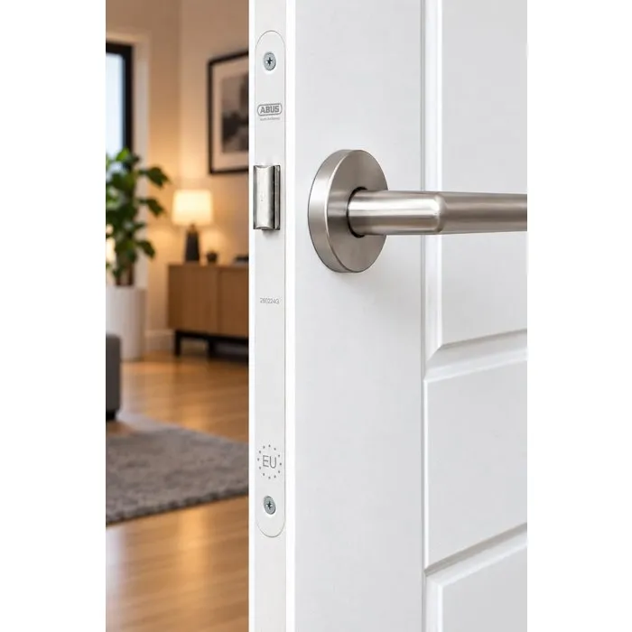 Abus Serrure à encastrer SE 40 BDC W/G - Bec de cane - Axe 40 mm - Blanc