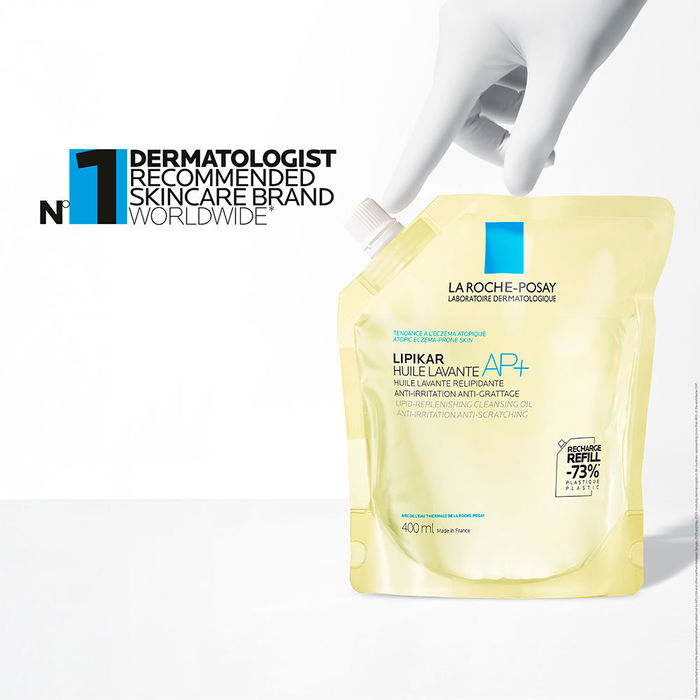 La Roche Posay LIPIKAR AP+ Huile Lavante Réparatrice Recharge, Peaux Sèches et Irritées, Niacinamide, Beurre de Karité, 400 ml