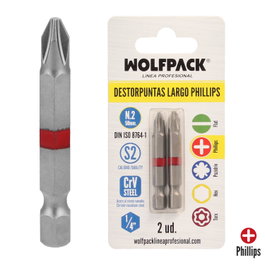 WOLFPACK LINEA PROFESIONAL Embouts de dévissage longs Phillips N.2 (2 pièces)