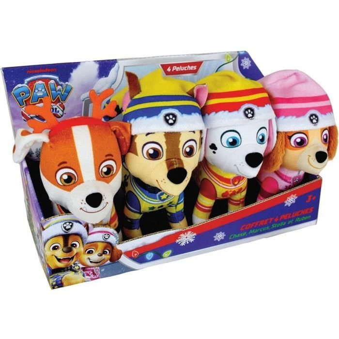 Jemini Coffret 4 peluches Pat' Patrouille (Chase, Marcus, Ruben et Stella) de 12 cm