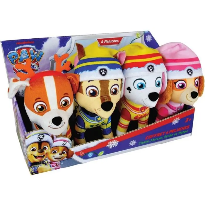 Jemini Coffret 4 Peluches Pat'Patrouille - Chase, Marcus, Ruben et Stella - 12 cm - Dès 3 Ans - Peluches Officielles Lavables Jemini Coffret 4 Peluches Pat'Patrouille - Chase, Marcus, Ruben et Stella - 12 cm - Dès 3 Ans - Peluches Officielles Lavables