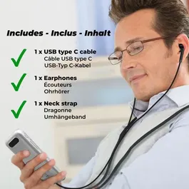 Lexibook Interpretor 2 - Traducteur vocal IA portable, 137 langues en ligne et 14 hors-ligne, appareil photo 5MP, écran tactile 2.4", dictaphone, avec écouteurs, recharge USB-C