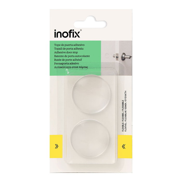 Inofix Butée de mur adhésive transparente Ø40 x 8 mm, 2 pièces