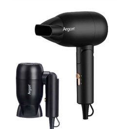ARGON Sèche-cheveux pliable 1500W noir mat et doré