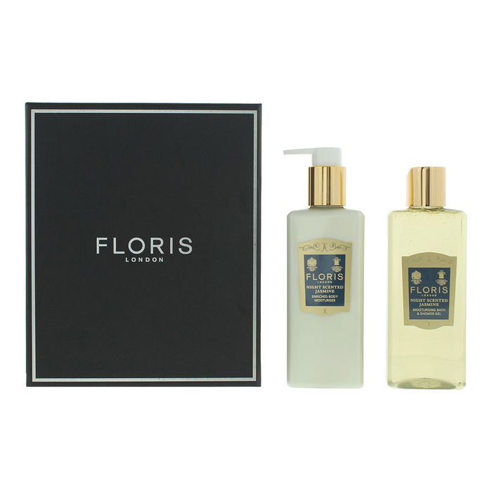 Floris Of London - Coffret Soin Corps Night Scented Jasmine : Lait Hydratant 250 ml + Gel Douche Purifiant 250 ml - Pour Tous Types de Peau