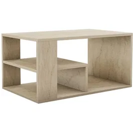 EROS Table basse rectangulaire en travertin avec rangement, 80 x 50 x 40 cm (H x L x P), panneau de particules mélaminé 18 mm