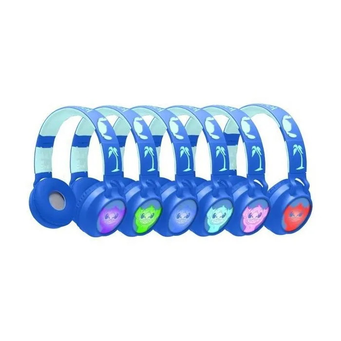 Lexibook - Casque lumineux pour enfants Disney Stitch avec Bluetooth 5.0, micro, pliable et ajustable, son limité à 85 dB - Pour enfant à partir de 4 ans