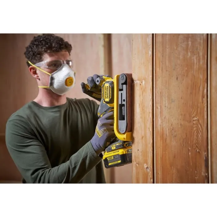 Stanley Fatmax SFMCW223B-XJ Ponceuse à Bande Sans Fil 18V, Brushless, 100W, pour Ponçage Régulier, 76 mm x 457 mm