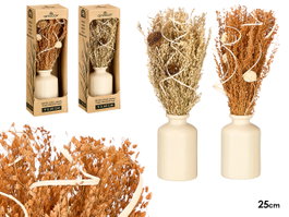 Giftdecor Vase haut petit 10 x 25 x 10 cm - Couleurs nature et ocre - Assortiment (Set de 18)