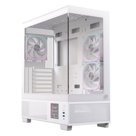 Einarex S501D EXCS-PR-51DR-W Boitier PC ATX Semi-Tour Gaming blanche RGB avec vitre laterale
