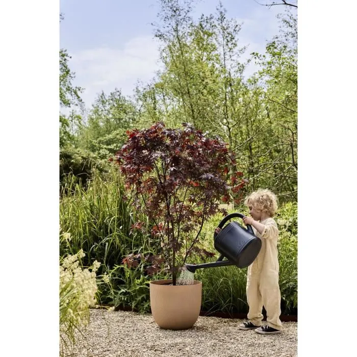 ELHO Sereh Rond 40 - Pot de fleurs rond marron, 39 cm x 33 cm - Fabriqué en plastique 100% recyclé, résistant au gel pour jardin et intérieur