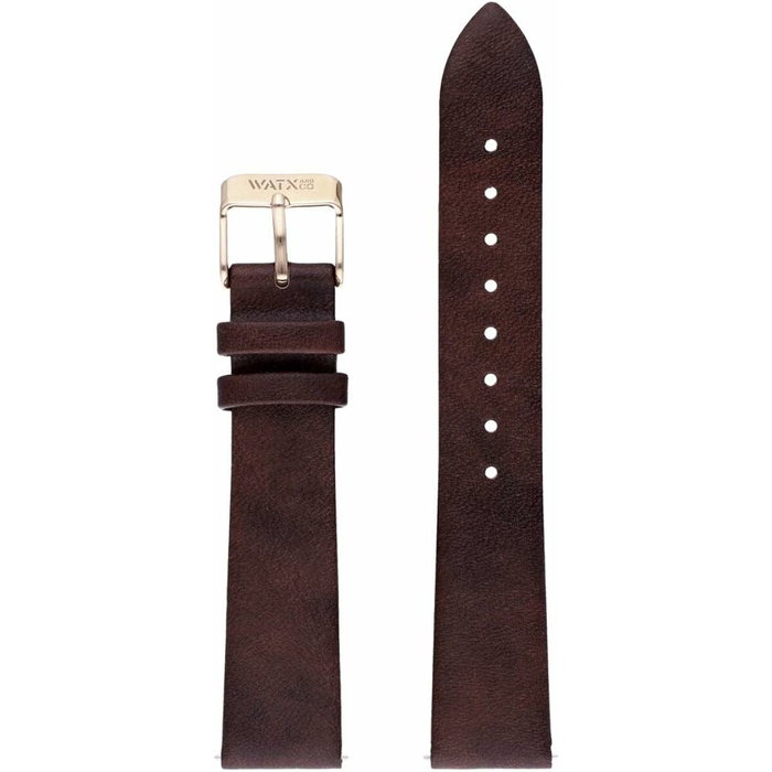 Watxandco Bracelet de montre en cuir marron 38mm