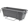 Garden Id Teramo Kit Jardinière avec Support Métal, Plateau Intégré et Auto-Arrosage - Noir Anthracite 50 cm Effet Pierre - 10,5 L Recyclé