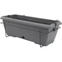 Garden Id Teramo Kit Jardinière avec Support Métal, Plateau Intégré et Auto-Arrosage - Noir Anthracite 50 cm Effet Pierre - 10,5 L Recyclé