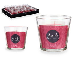 Acorde Bougie Verre Pomme et Cannelle 28 Heures Rouge 8.5x8.5x8 cm 120 g (Set de 12)