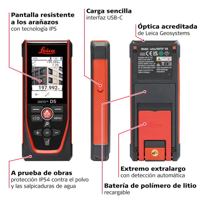 Télémètre Leica Geosystems DISTO D5 200 m Télémètre Leica Geosystems DISTO D5 200 m