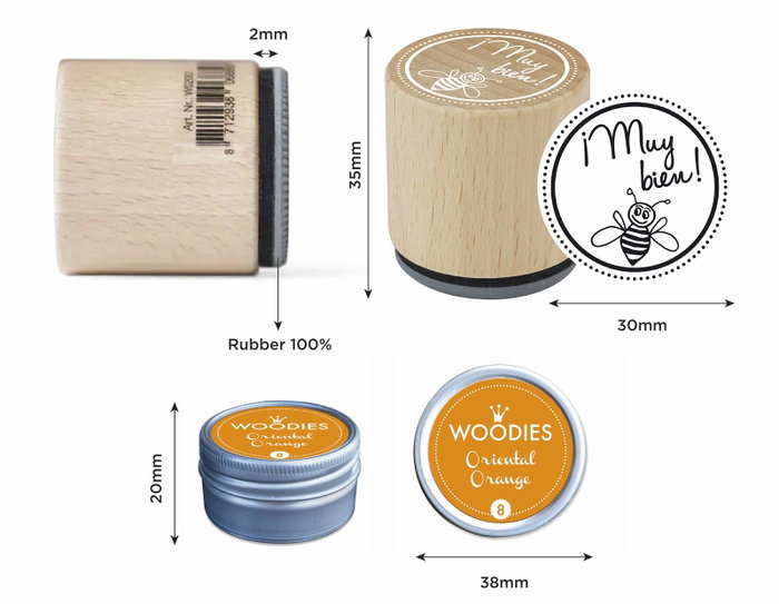 Innspiro Kit 4 Tampons Bois et 1 Encre Orange 'Correcciones Reconocimiento Positivo'