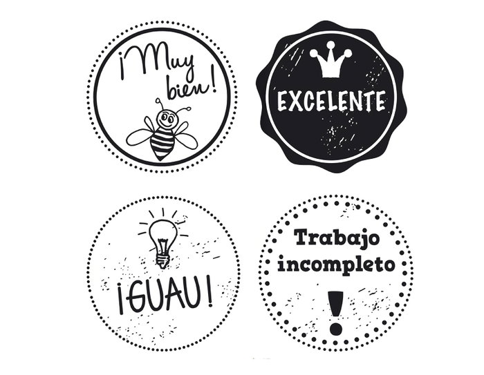 Innspiro Kit 4 Tampons Bois et 1 Encre Orange 'Correcciones Reconocimiento Positivo'