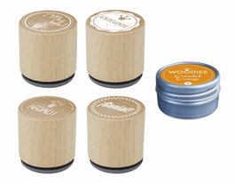 Innspiro Kit 4 Tampons Bois et 1 Encre Orange 'Correcciones Reconocimiento Positivo'