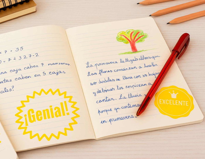 Innspiro Kit 4 Tampons Bois et 1 Encre Orange 'Correcciones Reconocimiento Positivo'