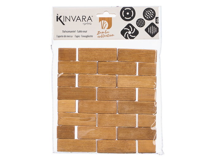 Kinvara Protège-napperon en bambou carré 15x15 cm (Set de 24)