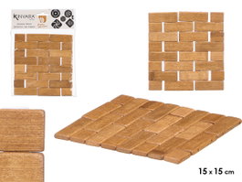 Kinvara Protège-napperon en bambou carré 15x15 cm (Set de 24)