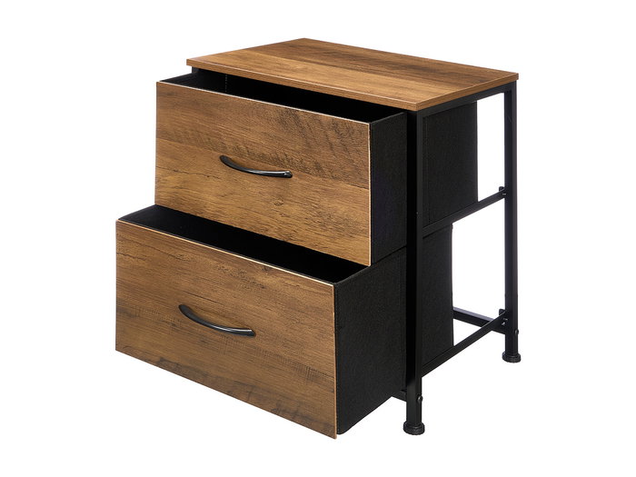 Giftdecor Mueble 2 Tiroirs en Bois et Métal Marron et Noir 40 x 29.5 x 49 cm