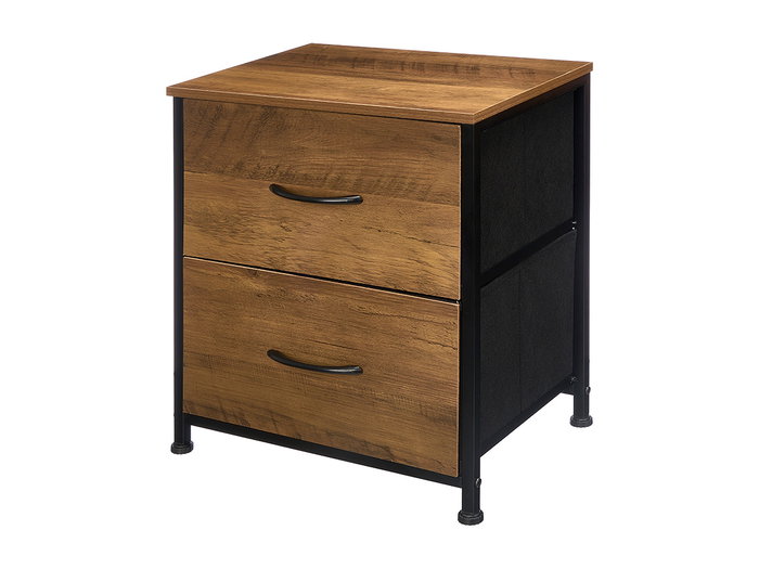 Giftdecor Mueble 2 Tiroirs en Bois et Métal Marron et Noir 40 x 29.5 x 49 cm