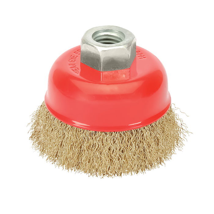 WOLFPACK LINEA PROFESIONAL Cepillo de type tasse en acier laitonné, Ø 100 mm, M14 WOLFPACK LINEA PROFESIONAL Cepillo de type tasse en acier laitonné, Ø 100 mm, M14