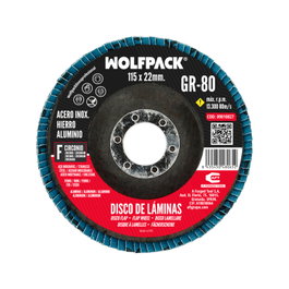 WOLFPACK LINEA PROFESIONAL Disco Lamina Lija Circon Plus 115x22 mm grain 80