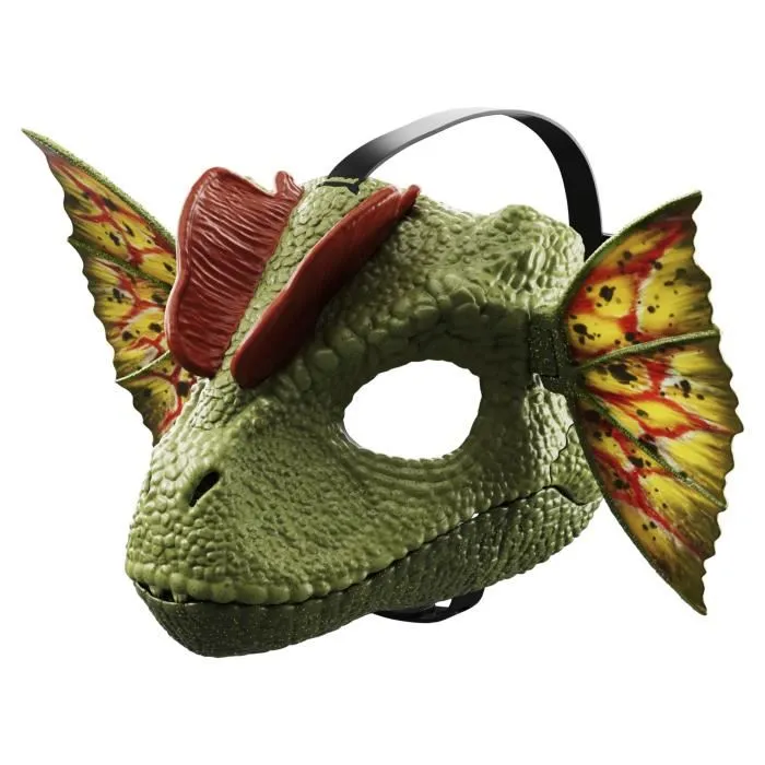 Jurassic World Masque de Dinosaure Dilophosaurus Lanceur de Venin à Triple Action avec Mouvements de Mâchoire et Sons Réalistes