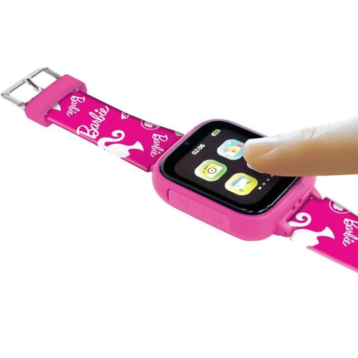 Lexibook Montre connectée intelligente pour enfants Barbie avec écran couleur, caméra, carte mémoire 8 Go, bracelet ajustable, rechargeable USB-C