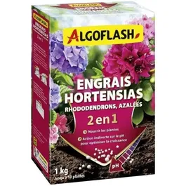 Algoflash Naturasol Engrais pour Hortensias, Rhododendrons et Azalées - Spécial pH - 1 kg - Poudre pour Plantes de Terre de Bruyère - Agriculture Biologique