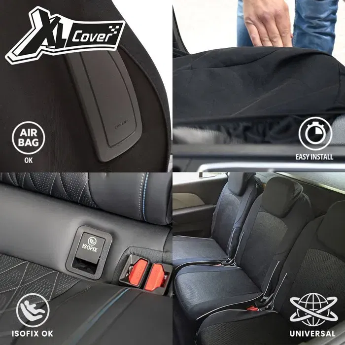 XLC - XLCOVER - Pack de 5 Housses de Siège Universelles pour Monospace, Compatible Airbags et ISOFIX - Protection pour Assise, Dossier et Appui-tête
