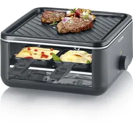 Severin RG2360 Appareil à raclette compact 4 personnes, plaque 24x24 cm antiadhésive, 800 W, poêlons extra profonds 20 mm