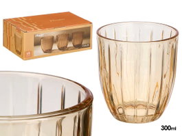 Vivalto Verre à Eau Rayures 300 ml Ambre 8,5x9,5x8,5 cm (Set de 24)