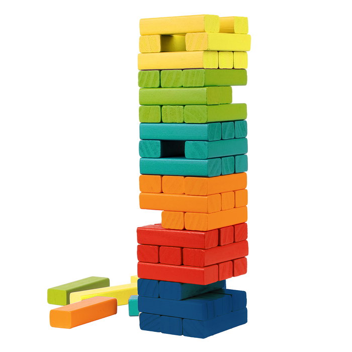 DEQUBE Jeu de blocs de construction en bois coloré D00333 - Développe la coordination et la créativité - À partir de 5 ans